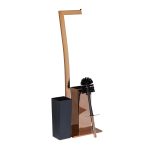 Suport pentru hartie igienica cu perie de toaleta 2 in 1, Relaxdays, bronz, otel inoxidabil - imagine 6