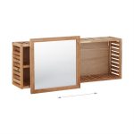 Raft pentru baie cu oglinda Relaxdays, din lemn de nuc, suspendat, 30 x 80 x 17 cm - imagine 6