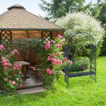Arcada metalica cu banca, pentru flori cataratoare, antracit, 205 x 115 x 50 cm, Relaxdays - imagine 2