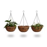 Set 3 cosuri suspendate pentru flori, din fibra de cocos, Relaxdays