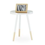 Masuta de cafea, design scandinav, lemn, alb, 49 x 40 cm