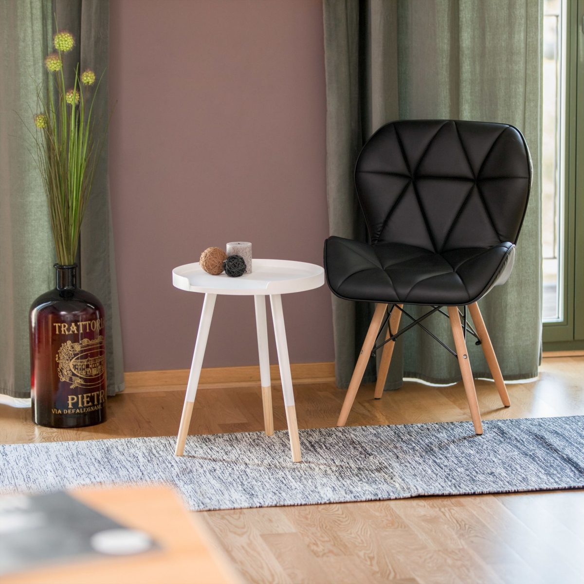 Masuta de cafea, design scandinav, lemn, alb, 49 x 40 cm - imagine 2