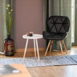 Masuta de cafea, design scandinav, lemn, alb, 49 x 40 cm - imagine 2