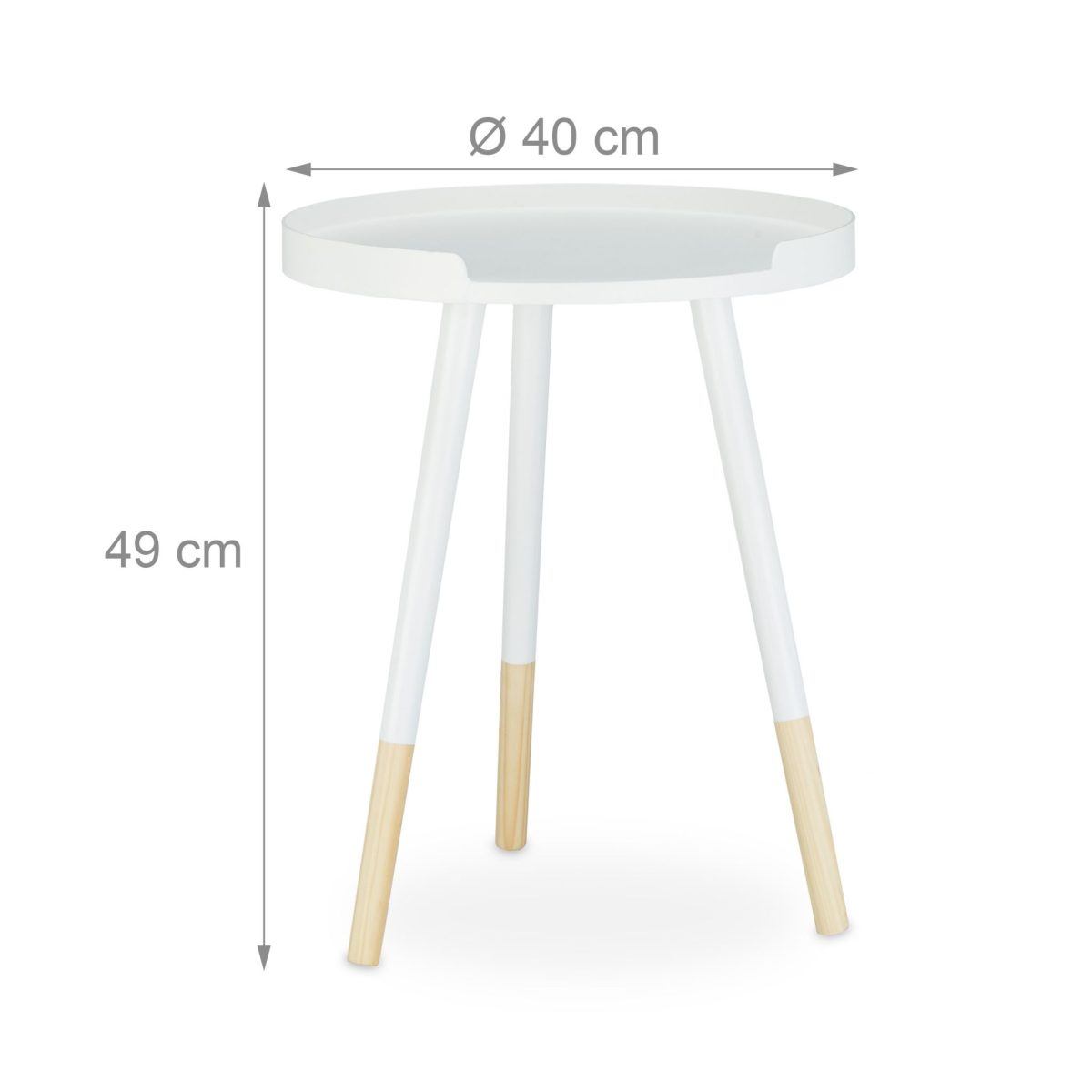 Masuta de cafea, design scandinav, lemn, alb, 49 x 40 cm - imagine 4