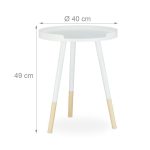 Masuta de cafea, design scandinav, lemn, alb, 49 x 40 cm - imagine 4