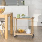 Carucior servire Relaxdays, pentru bucatarie, din lemn de nuc, 62 x 66 x 38 cm - imagine 5