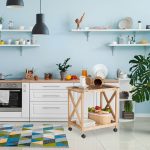 Carucior servire Relaxdays, pentru bucatarie, din lemn de nuc, 63 x 66.5 x 38 cm - imagine 3