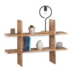 Raft Relaxdays din lemn de nuc, natur, 66 x 93 x 22 cm
