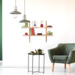 Raft Relaxdays din lemn de nuc, natur, 66 x 93 x 22 cm - imagine 2