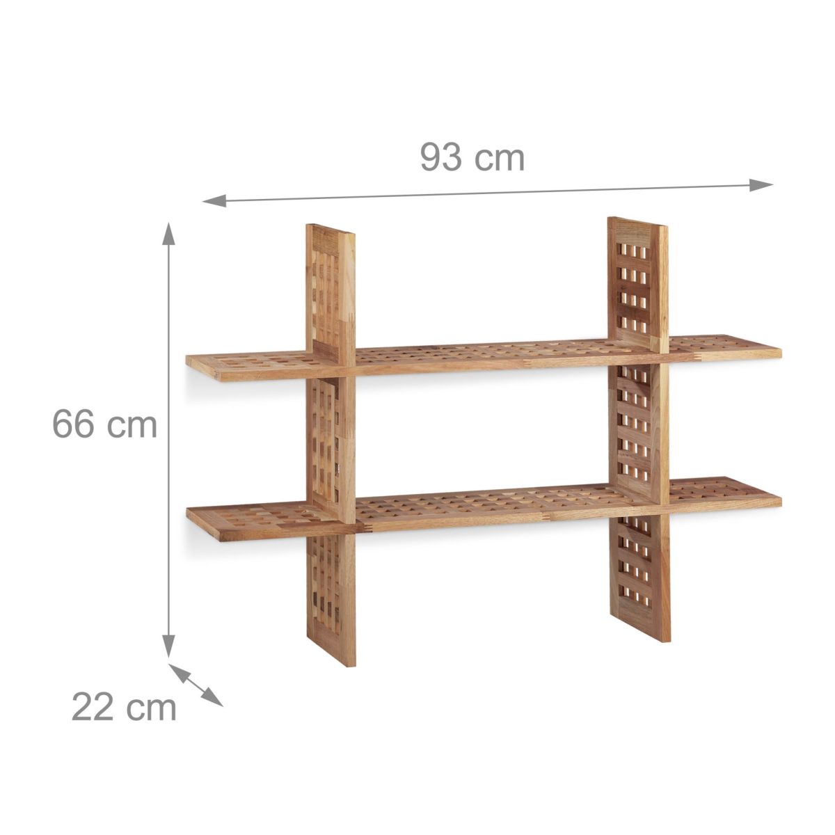 Raft Relaxdays din lemn de nuc, natur, 66 x 93 x 22 cm - imagine 4