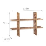 Raft Relaxdays din lemn de nuc, natur, 66 x 93 x 22 cm - imagine 4