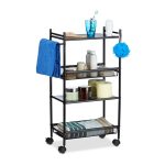 Carucior servire cu 4 rafturi pentru bucatarie sau baie, Relaxdays, 81 x 25 x 50 cm