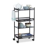 Carucior servire cu 4 rafturi pentru bucatarie sau baie, Relaxdays, 81 x 25 x 50 cm - imagine 3