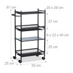 Carucior servire cu 4 rafturi pentru bucatarie sau baie, Relaxdays, 81 x 25 x 50 cm - imagine 4