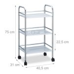 Carucior servire cu 3 rafturi pentru bucatarie sau baie, Relaxdays, 75 x 40.5 x 31 cm - imagine 4