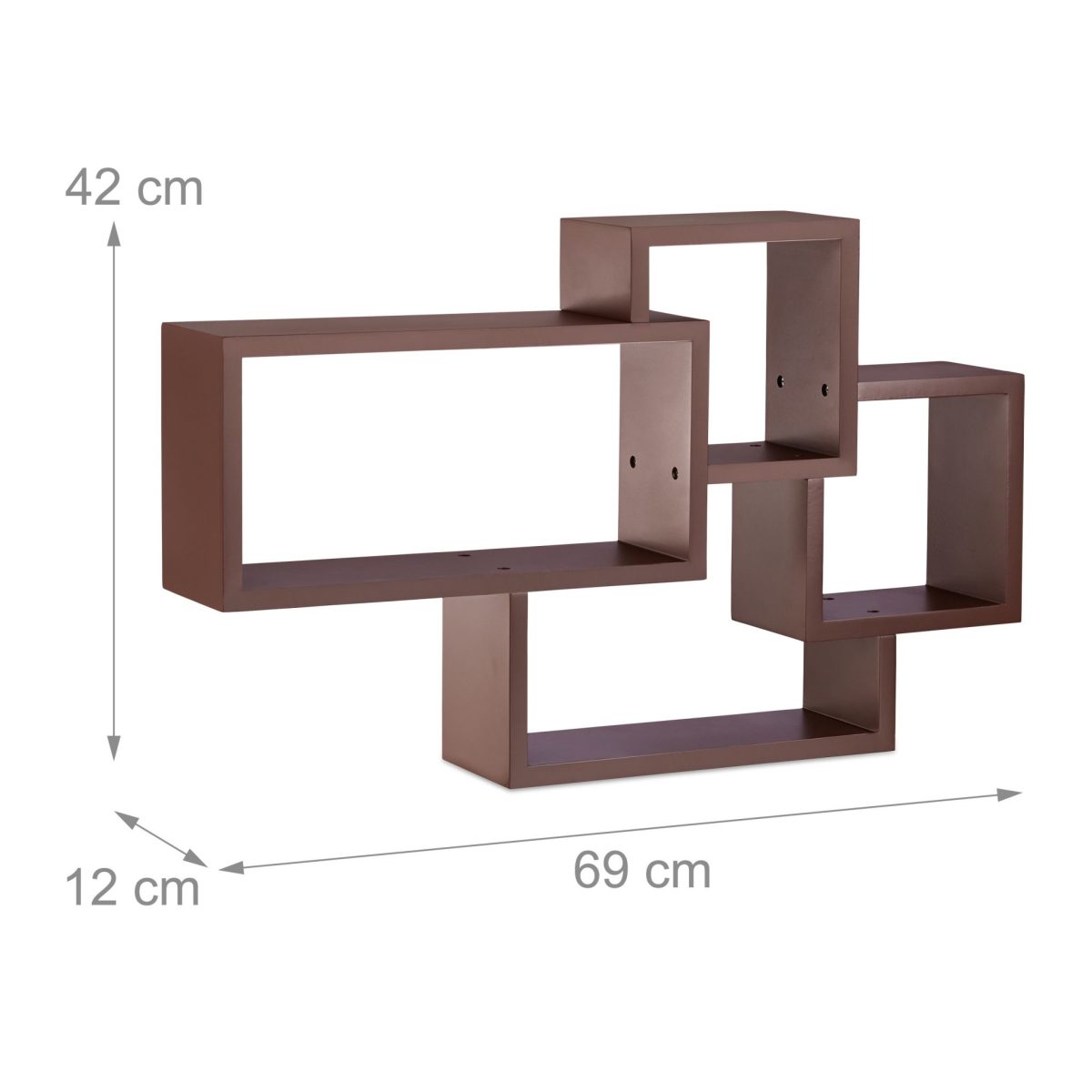 Raft de perete Relaxdays, maro, 42 x 69 x 12 cm - imagine 2