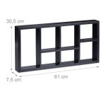 Raft de perete, cu 7 compartimente, MDF, 30,5 x 61 x 7,5 cm, negru - imagine 4