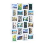 Rama foto 59 x 86 x 2,5 cm, colaj 24 fotografii dimensiuni diferite, alb