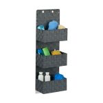 Organizator triplu pentru baie, cadrul metalic, gri, 75 x 25 x 15 cm