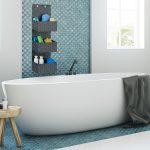 Organizator triplu pentru baie, cadrul metalic, gri, 75 x 25 x 15 cm - imagine 2