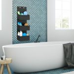 Organizator triplu pentru baie, cadrul metalic, negru, 75 x 25 x 15 cm - imagine 2