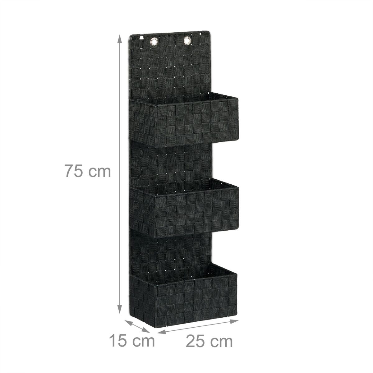 Organizator triplu pentru baie, cadrul metalic, negru, 75 x 25 x 15 cm - imagine 3