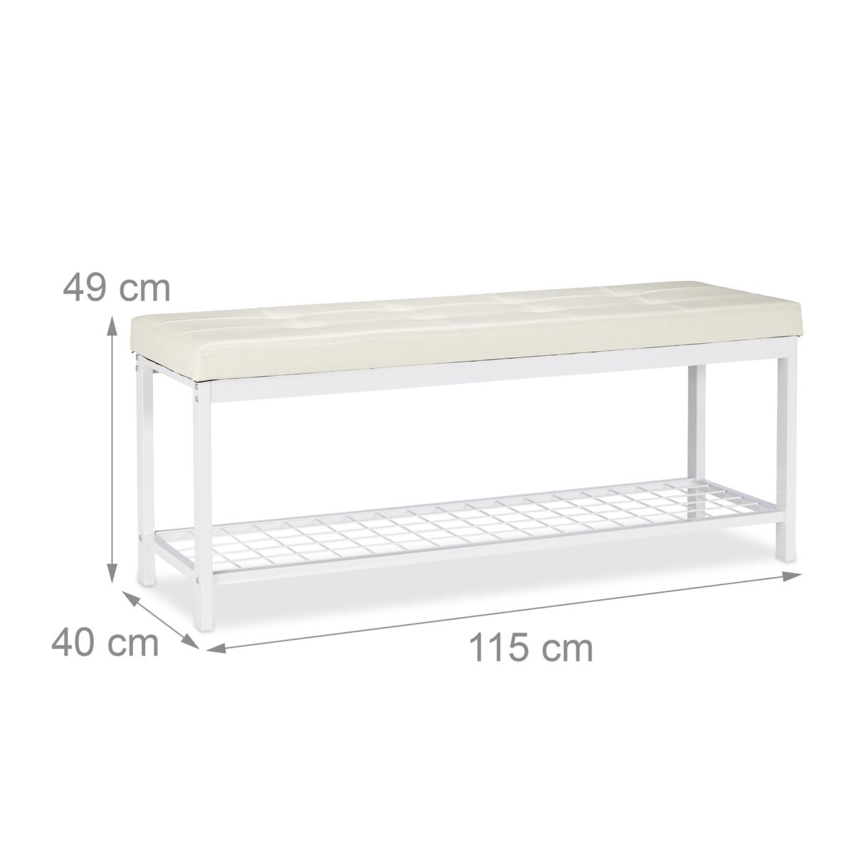 Banca cu rafturi pentru pantofi, Relaxdays, dimensiuni 49 x 115 x 40 cm, alb, capacitate 4 perechi pantofi - imagine 4