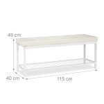 Banca cu rafturi pentru pantofi, Relaxdays, dimensiuni 49 x 115 x 40 cm, alb, capacitate 4 perechi pantofi - imagine 4