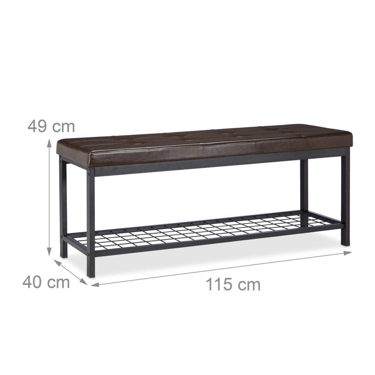 Banca cu rafturi pentru pantofi, Relaxdays, dimensiuni 49 x 115 x 40 cm, maro/negru, capacitate 4 perechi pantofi - imagine 4