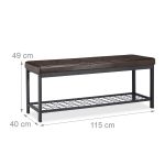 Banca cu rafturi pentru pantofi, Relaxdays, dimensiuni 49 x 115 x 40 cm, maro/negru, capacitate 4 perechi pantofi - imagine 4