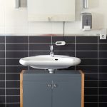 Dulap baie Relaxdays, din MDF si bambus, gri, 60 x 60 x 29 cm - imagine 2