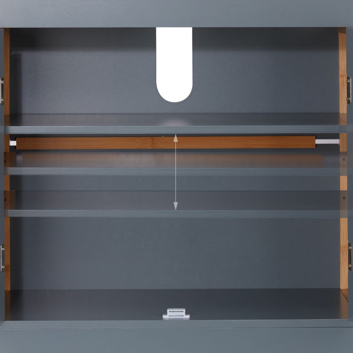 Dulap baie Relaxdays, din MDF si bambus, gri, 60 x 60 x 29 cm - imagine 6