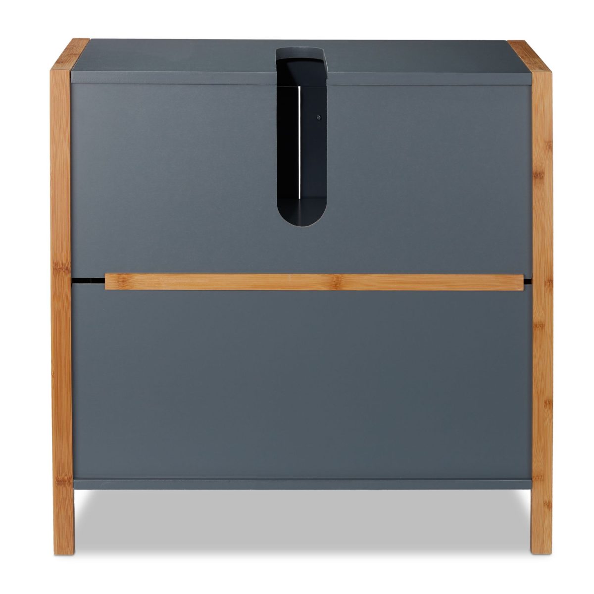 Dulap baie Relaxdays, din MDF si bambus, gri, 60 x 60 x 29 cm - imagine 7