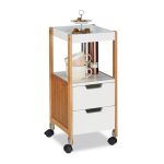 Carucior servire Relaxdays, cu 2 sertare si 2 rafturi, din bambus, 69 x 30 x 30 cm