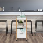 Carucior servire Relaxdays, cu 2 sertare si 2 rafturi, din bambus, 69 x 30 x 30 cm - imagine 2