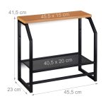 Raft de perete industrial, cu 2 suporturi pentru prosoape si 2 polite pentru depozitare, negru, 41.5 x 45.5 x 23 cm, Relaxdays - imagine 4