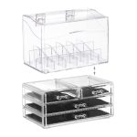 Organzator/cutie depozitare pentru produse cosmetice, cu 4 sertare si capac, 18 compartimente, negru/transparent - imagine 8