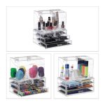 Organzator/cutie depozitare pentru produse cosmetice, cu 4 sertare si capac, 18 compartimente, negru/transparent - imagine 3