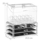Organzator/cutie depozitare pentru produse cosmetice, cu 4 sertare si capac, 18 compartimente, negru/transparent - imagine 5