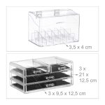 Organzator/cutie depozitare pentru produse cosmetice, cu 4 sertare si capac, 18 compartimente, negru/transparent - imagine 4