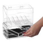 Organzator/cutie depozitare pentru produse cosmetice, cu 4 sertare si capac, 18 compartimente, negru/transparent - imagine 6