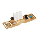 Suport cada baie, extensibil de la 75 cm pana la 109 cm, bambus, maro natur