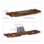 Suport cada baie, extensibil de la 75 cm pana la 109, bambus, maro, 6 x 75 - 109 x 23 cm - imagine 4