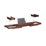 Suport cada baie, extensibil de la 75 cm pana la 109, bambus, maro, 6 x 75 - 109 x 23 cm - imagine 5