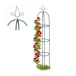 Suport flori de gradina, obelisc, 200 x 40 cm, verde inchis, Relaxdays