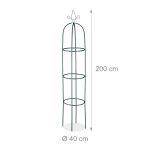 Suport flori de gradina, obelisc, 200 x 40 cm, verde inchis, Relaxdays - imagine 4