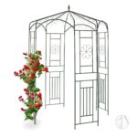 Pavilion decorativ pentru trandafiri, fier, verde, 250 x 160 x 160 cm