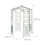 Pavilion decorativ pentru trandafiri, fier, verde, 250 x 160 x 160 cm - imagine 5