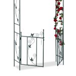 Arcada cu poarta metalica pentru flori cataratoare, verde inchis, 230 x 113,5 x 36,5 cm, Relaxdays - imagine 6