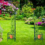 Arcada metalica pentru flori cataratoare, 226 x 204 x 45 cm, metal, verde - imagine 2